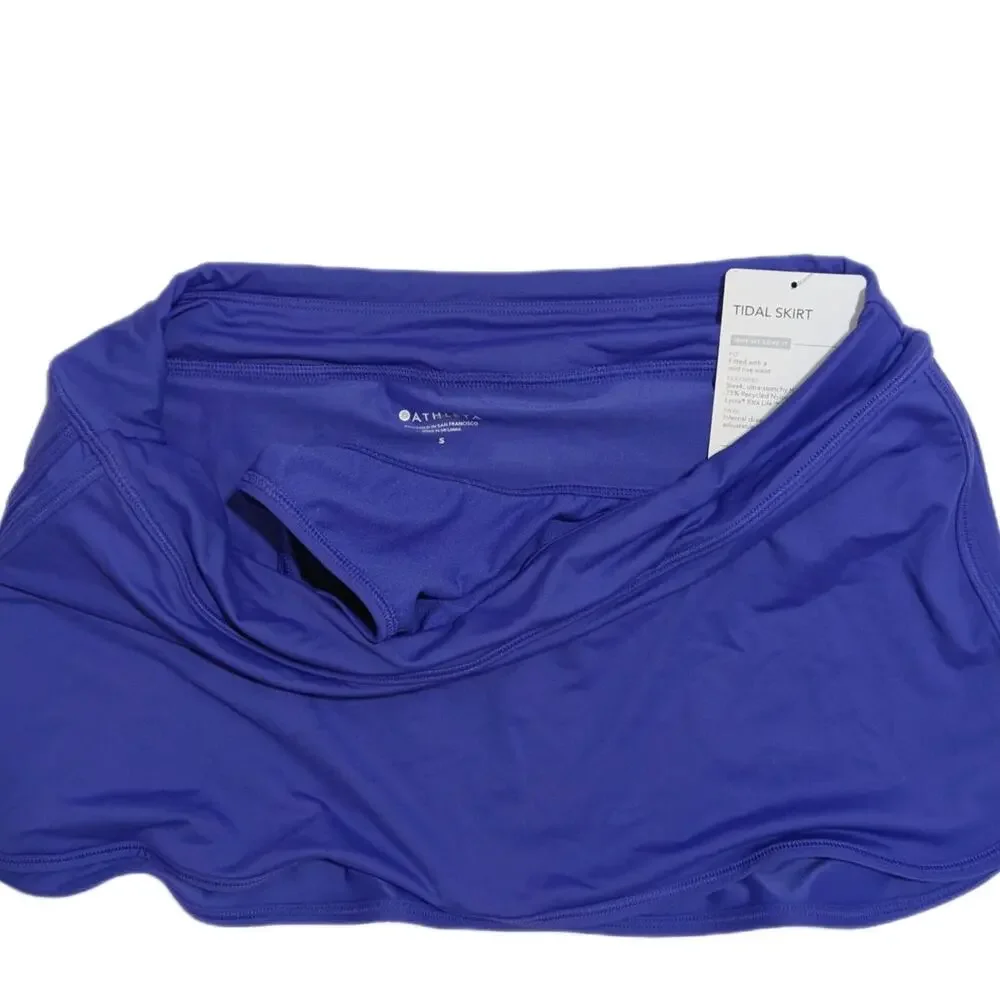 Athleta S yacht blue Tidal Skirt skort swim bathing suit bikini coverup vacation